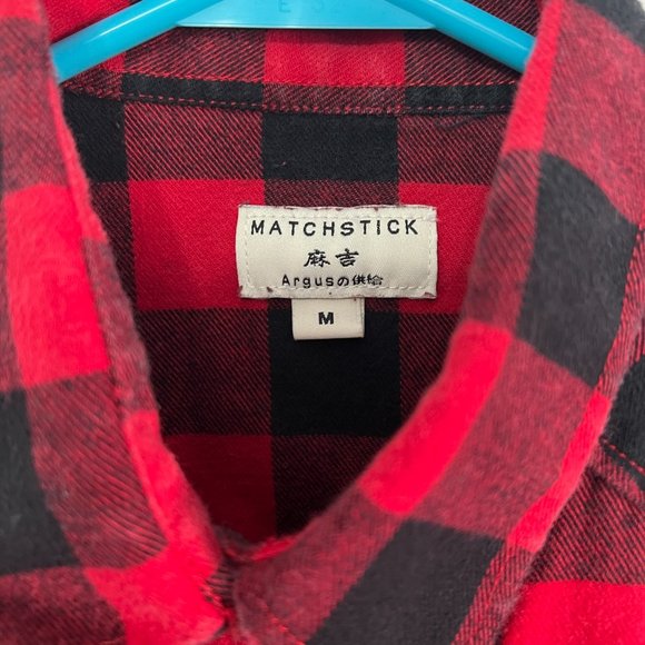 Matchstick Red Flannel Dress with an A Embroidered on pocket, Size Medium - Picture 2 of 5